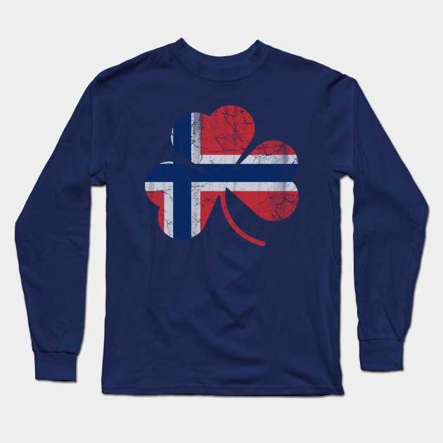 Norwegian Norge Flag Shamrock St Patricks Day Long Sleeve T-Shirt by E